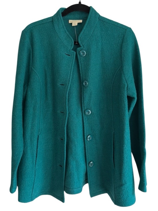 Appleseed's Jackets & Blazers - Appleseed’s Teal Wool Jacket Mandarin Collar Button Front Medium